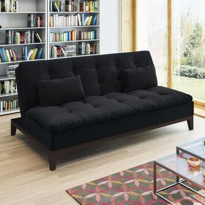 Imagem de Sofá-Cama Casal 3 Lugares Premium Suede Pés de Madeira Preto