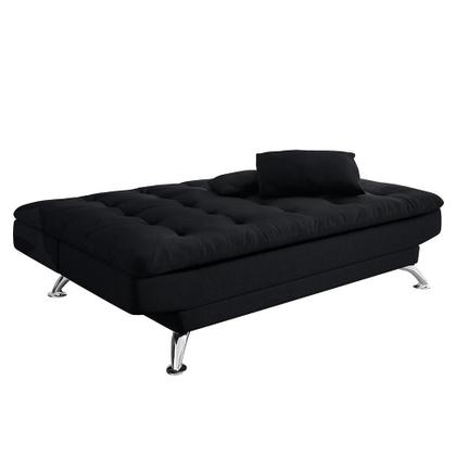 Sofá-Cama Casal 3 Lugares Premium Suede Pés de Metal Preto - Mobly Imagem de Sofá-Cama Casal 3 Lugares Premium Suede Pés de Metal Preto