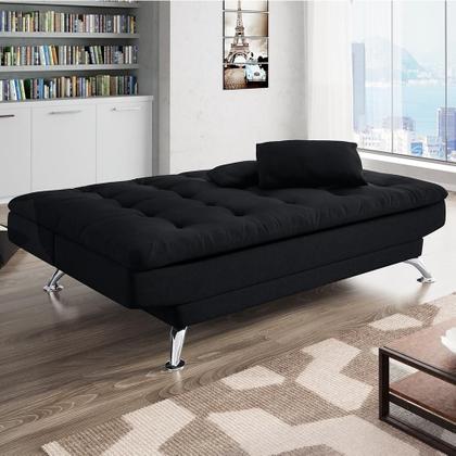 Sofá-Cama Casal 3 Lugares Premium Suede Pés de Metal Preto - Mobly Imagem de Sofá-Cama Casal 3 Lugares Premium Suede Pés de Metal Preto