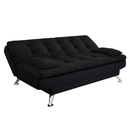 Sofá-Cama Casal 3 Lugares Premium Suede Pés de Metal Preto - Mobly Imagem de Sofá-Cama Casal 3 Lugares Premium Suede Pés de Metal Preto