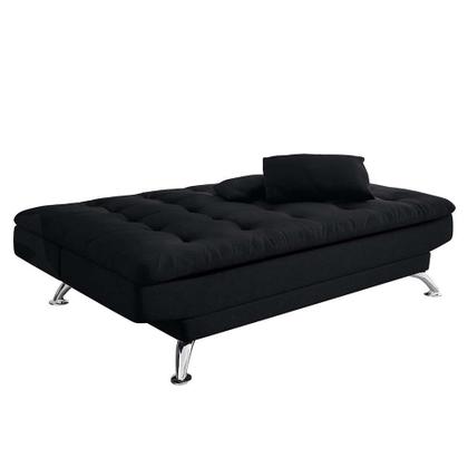 Sofá-Cama Casal 3 Lugares Premium Suede Pés de Metal Preto - Mobly Imagem de Sofá-Cama Casal 3 Lugares Premium Suede Pés de Metal Preto