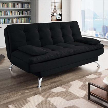 Sofá-Cama Casal 3 Lugares Premium Suede Pés de Metal Preto - Mobly Imagem de Sofá-Cama Casal 3 Lugares Premium Suede Pés de Metal Preto