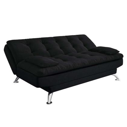 Sofá-Cama Casal 3 Lugares Premium Suede Pés de Metal Preto - Mobly Imagem de Sofá-Cama Casal 3 Lugares Premium Suede Pés de Metal Preto