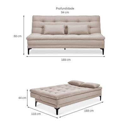 Imagem de Sofá-Cama Casal 3 Lugares Prince Suede Bege