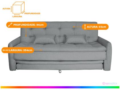Imagem de Sofá-cama Casal 3 Lugares Reclinável Linho Matrix Madalena