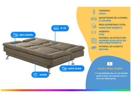 Sofá-cama Casal 3 Lugares Reclinável Maya Imagem de Sofá-cama Casal 3 Lugares Reclinável Maya