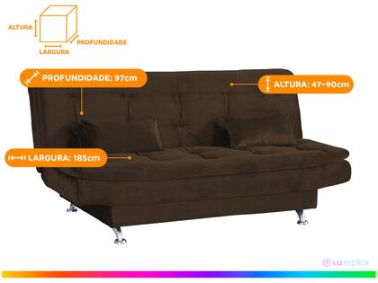 Imagem de Sofá-cama Casal 3 Lugares Reclinável Veludo Light Matrix Salomé