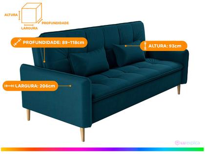 Imagem de Sofá-cama Casal 3 Lugares Reclinável Veludo