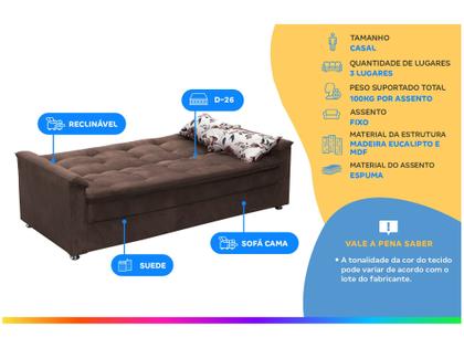 Imagem de Sofá-cama Casal 3 Lugares Reclinável Veludo
