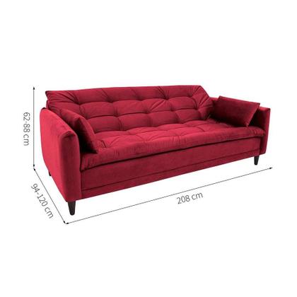Imagem de Sofá-Cama Casal 3 Lugares Sofia Suede Vermelho