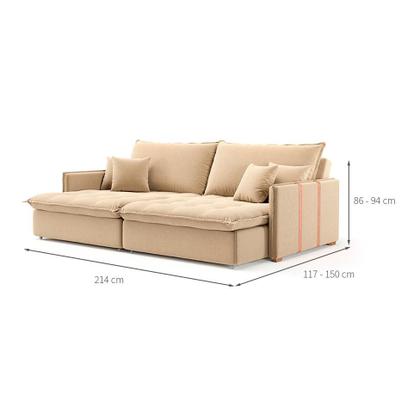Imagem de Sofá-Cama Casal 3 Lugares Solomons Linho Bege