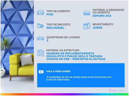 Sofá-cama Casal 3 Lugares Suede Linoforte Jade A2 Imagem de Sofá-cama Casal 3 Lugares Suede Linoforte Jade A2