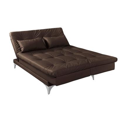 Sofá-Cama Casal 3 Lugares Versátil material sintético Tabaco - Império Estofados Imagem de Sofá-Cama Casal 3 Lugares Versátil material sintético Tabaco