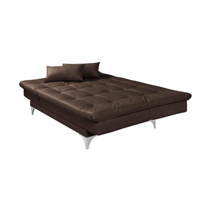 Sofá-Cama Casal 3 Lugares Versátil material sintético Tabaco - Império Estofados Imagem de Sofá-Cama Casal 3 Lugares Versátil material sintético Tabaco