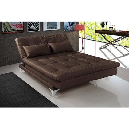 Sofá-Cama Casal 3 Lugares Versátil material sintético Tabaco - Império Estofados Imagem de Sofá-Cama Casal 3 Lugares Versátil material sintético Tabaco