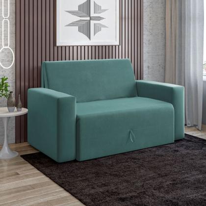 Imagem de Sofa Cama Casal 5000 Com Braço Veludo Azul Turquesa Mamflex