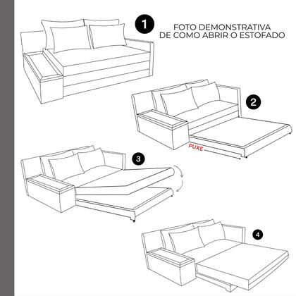 Imagem de Sofá Cama Casal com Tampo Lateral Esquerdo Tecido Impermeável Acquablock