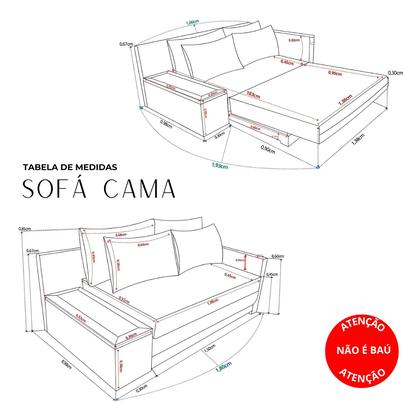Imagem de Sofá Cama Casal com Tampo Lateral Esquerdo Tecido Impermeável Acquablock