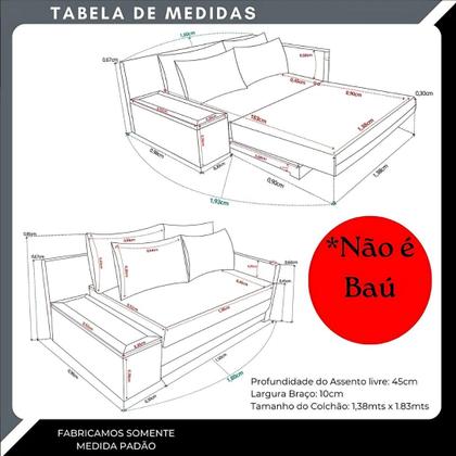 Imagem de Sofá Cama Casal com Tampo Lateral Esquerdo Tecido Impermeável Acquablock