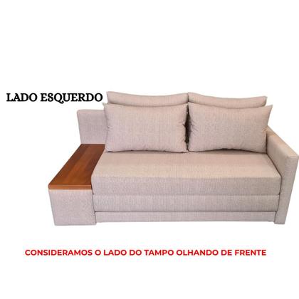Imagem de Sofá Cama Casal com Tampo Lateral Esquerdo Tecido Impermeável Acquablock