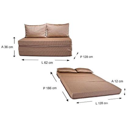 Imagem de Sofá Cama Casal Luck Puff D23 Tecido Marrom Quadriculado - Luckspuma