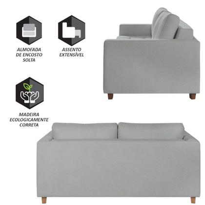 Imagem de Sofá Cama Casal Marcelle com 2 Lugares em Bouclé e Pés de Madeira Talento Móveis