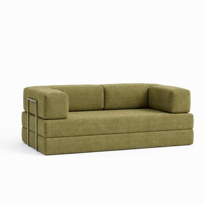 Imagem de Sofá Cama Casal Modular Bouclé Plus 2 Em 1 Vem Na Caixa Inflow Sala Casa Conforto Premium Macio Luxo