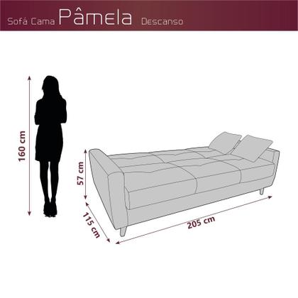 Imagem de Sofá Cama Casal Premium 3 lugares com Baú 2,08 larg Pamela Matrix