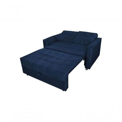 Imagem de Sofá Cama Casal Reclinável Drika Veludo Azul Marinho
