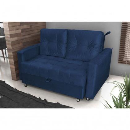 Imagem de Sofá Cama Casal Reclinável Drika Veludo Azul Marinho