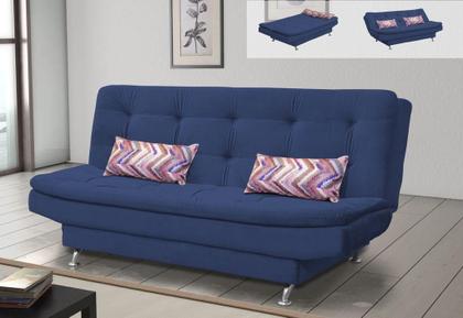 Imagem de Sofá Cama Casal Reclinável Salomé - Veludo Azul marinho almofada 464