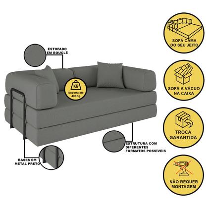 Imagem de Sofá Cama Colchão Casal Compactair Confortável Sala Balaqui