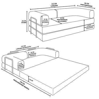 Imagem de Sofá Cama Colchão Casal Compactair Confortável Sala Balaqui