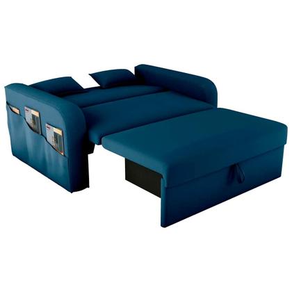 Sofá Cama com Baú 2 Lugares 140cm Lady Day Azul Matrix Imagem de Sofá Cama com Baú 2 Lugares 140cm Lady Day Azul Matrix