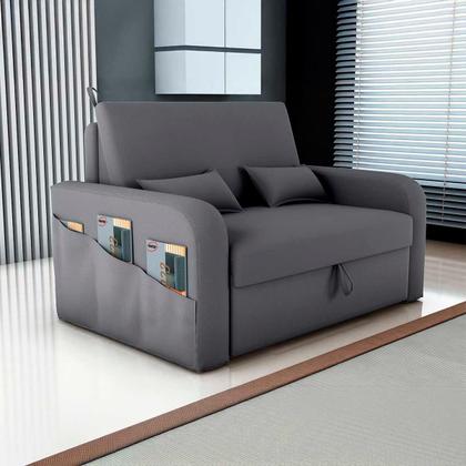 Imagem de Sofá Cama com Baú 2 Lugares 140cm Lady Day Cinza Matrix