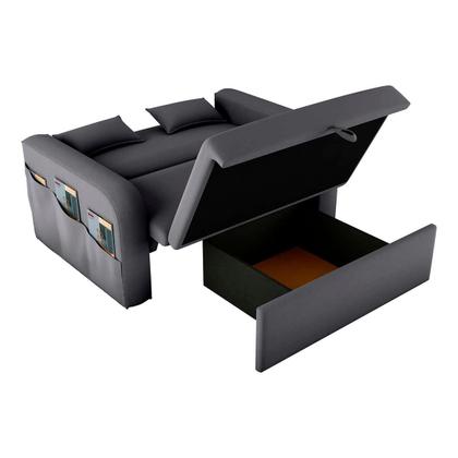 Imagem de Sofá Cama com Baú 2 Lugares 140cm Lady Day Cinza Matrix