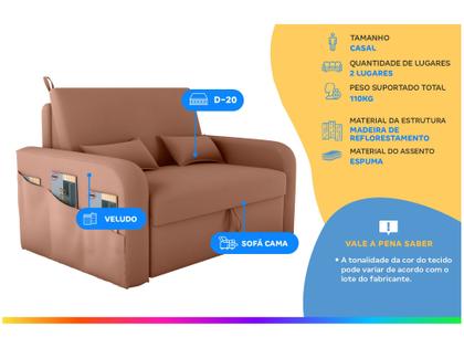 Imagem de Sofá Cama com Baú 2 Lugares 140cm Lady Day Ferrugem Matrix