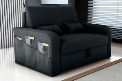 Sofá Cama com Baú 2 Lugares 140cm Lady Day Preto Matrix Imagem de Sofá Cama com Baú 2 Lugares 140cm Lady Day Preto Matrix