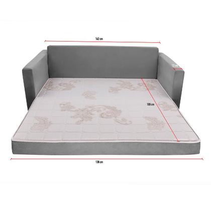 Imagem de Sofá-Cama com Cama Auxiliar Casal 2 Lugares Trancoso Suede Cinza