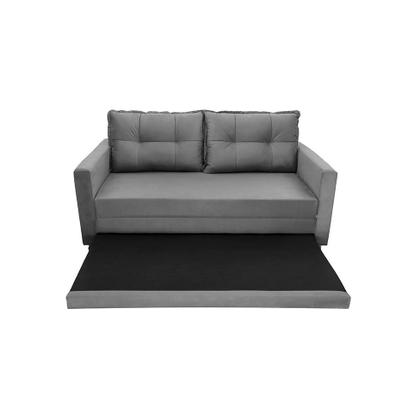 Imagem de Sofá-Cama com Cama Auxiliar Casal 2 Lugares Trancoso Suede Cinza
