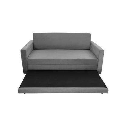 Imagem de Sofá-Cama com Cama Auxiliar Casal 2 Lugares Trancoso Suede Cinza