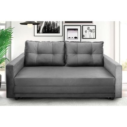Imagem de Sofá-Cama com Cama Auxiliar Casal 2 Lugares Trancoso Suede Cinza