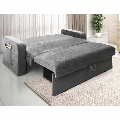 Imagem de Sofá Cama Daiane com Baú 2 Lugares 140cm Cor Cinza