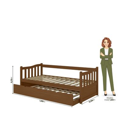 Imagem de Sofá Cama De Madeira Com Cama Auxiliar De Solteiro Woodstore