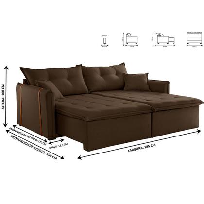 Imagem de Sofa Cama e Reclinavel São Paulo 1,85m 03 Lugares Txr