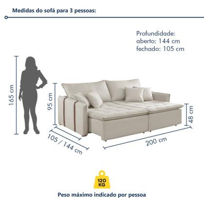 Imagem de Sofá Cama em Madeira Eucalipto 200cm Detroid Yescasa Veludo