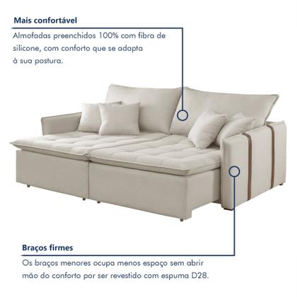 Imagem de Sofá Cama em Madeira Eucalipto 200cm Detroid Yescasa Veludo