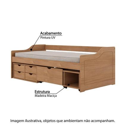 Imagem de Sofá Cama Floro 5 Gavetas e 1 Nicho - Amêndoa