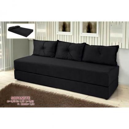 Sofá cama Imperio de 3 lugares Sofá Cama de Casal Bicama em Suede 178cm Preto - aifos estofados Imagem de Sofá cama Imperio de 3 lugares Sofá Cama de Casal Bicama em Suede 178cm Preto