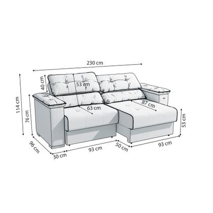 Imagem de Sofá Cama Kappesberg Stelo Linho Cinza 230cm